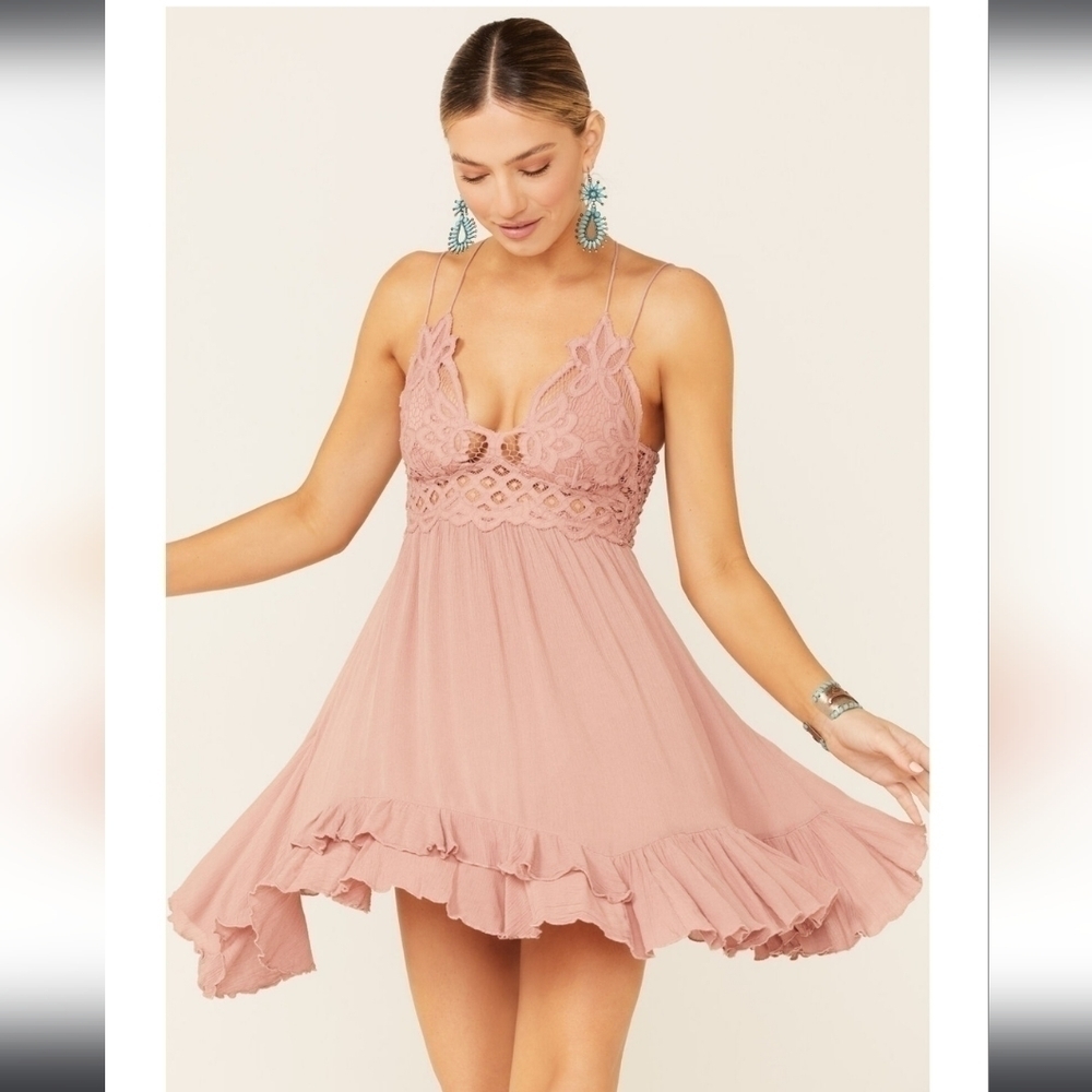 Free People Adella Slip Dress in Ballet Rose• XS